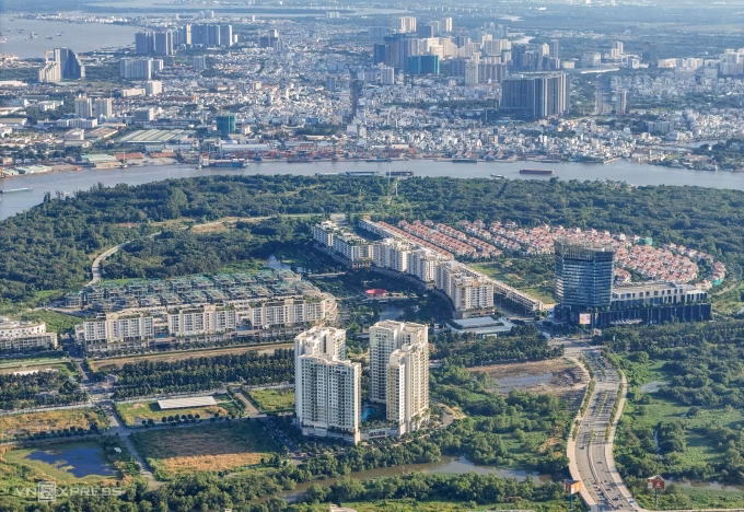 Khu đô thị Thủ Thiêm, khu vực ven sông Sài Gòn. Ảnh: Quỳnh Trần